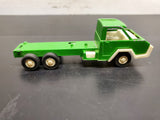 Vintage 1970 Tootsie Toy Green Flat Bed Tow Truck White Interior Chicago USA