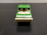 Vintage 1970 Tootsie Toy Green Flat Bed Tow Truck White Interior Chicago USA
