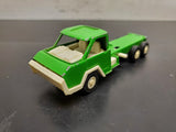 Vintage 1970 Tootsie Toy Green Flat Bed Tow Truck White Interior Chicago USA