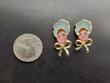 Vtg Set of Ladies Pinback Brooches Baby W/Bonnet Unique Collectible Good Cond.