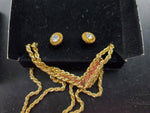 Avon Women's Double Rope Rhinestone V-Neck Necklace & Earrings Gorgeous Classy