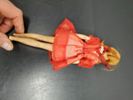 Vtg Original Barbie 1963 Mattel Red Dress w/White Lace Collar Bow & Pig Tails