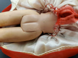 Vtg Original Barbie 1963 Mattel Red Dress w/White Lace Collar Bow & Pig Tails