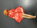 Vtg Original Barbie 1963 Mattel Red Dress w/White Lace Collar Bow & Pig Tails