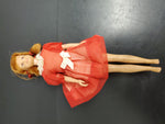 Vtg Original Barbie 1963 Mattel Red Dress w/White Lace Collar Bow & Pig Tails