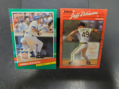 Donruss 90 Jeff Robinson & 91 Mike Scioscia Baseball Trading Cards Error No Perd
