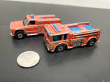 Vintage 1974 & 1976 Hot Wheels Fire-Eater & Fire Rescue Vehicle Truck Mattel HK