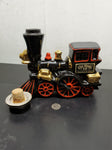 Vtg Empty Ezra Brooks Black Red Gold Locomotive Whiskey Decanter Bottle Unique