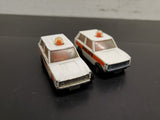 Vtg 1975 Matchbox Rolamatics Pair of No. 20 Police Patrol Trucks Lesney England