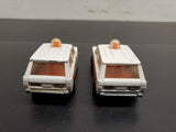 Vtg 1975 Matchbox Rolamatics Pair of No. 20 Police Patrol Trucks Lesney England