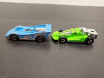 Vtg 1979 Hot Wheels Green Racecar & 1973 Blue Racecar Mattel Hong Kong Collectib