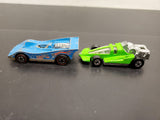 Vtg 1979 Hot Wheels Green Racecar & 1973 Blue Racecar Mattel Hong Kong Collectib