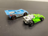 Vtg 1979 Hot Wheels Green Racecar & 1973 Blue Racecar Mattel Hong Kong Collectib