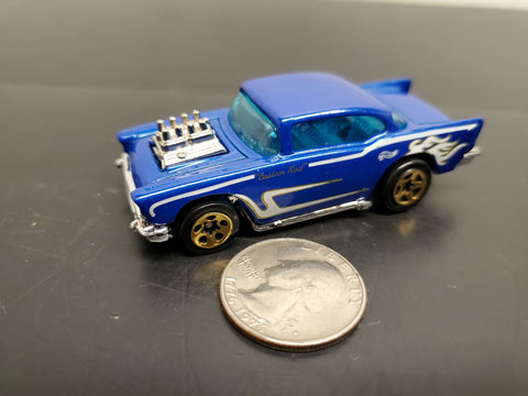 Vtg 1976 Hot Wheels Blue '55 Chevy "Custom Rod" Engine Scoop Mattel Collectible
