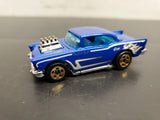 Vtg 1976 Hot Wheels Blue '55 Chevy "Custom Rod" Engine Scoop Mattel Collectible