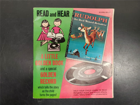 Vtg 45 RPM Read & Hear Rudolph the Red-Nosed Reindeer Book and Vinyl Great 4kids