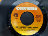 Vtg 1973 45 Rpm Vinyl Kris Kristofferson Ft. Jesus Was  A Capricorn & Why Me