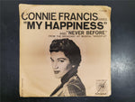 Vtg 45 Rpm Vinyl Connie Francis Ft. "Never Before" & "My Happiness" MGM w/sleeve