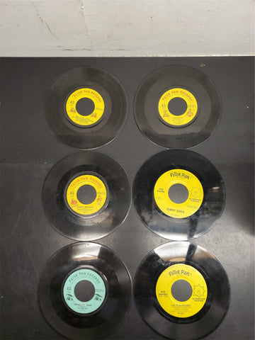 Vtg Collection of 6 -45 Rpm Peter Pan VinylsHappy BirthdayFlinstonesPopeye +More
