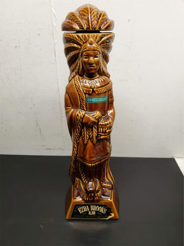 Vtg 1968 Ezra Brooks Indian Chief Cigar Store Liquor Decanter Bottle 16" Empty