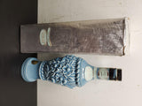 Vtg Empty 1967 Jim Beam Blue Flowered Design Decanter Embossed W/ Original Box