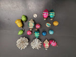 Vtg Circa 1940's Shiny Brite Assortment of 17 Christmas Tree Ornaments Holidays