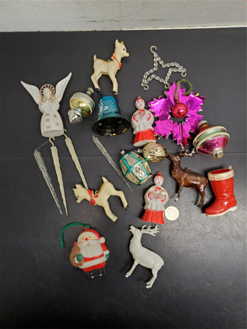 Vtg Lot 20 W. Germany Christmas Tree Decorative Ornaments Bulbs Reindeer Santa