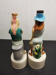 Vtg EMPTY 1968 Royal Enfield Flower Child & Hippie Porcelain Liquor Decanters