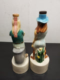 Vtg EMPTY 1968 Royal Enfield Flower Child & Hippie Porcelain Liquor Decanters