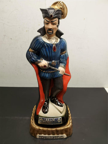 Vtg EMPTY 1979 Jim Beam Mephistopheles Decanter W/Base & Music Box Regal China