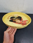 Vt 1970s Olympia Brewing Co. Round Serving Tray w/ Lady in Hat and Scarf 13"Dia