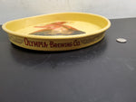 Vt 1970s Olympia Brewing Co. Round Serving Tray w/ Lady in Hat and Scarf 13"Dia