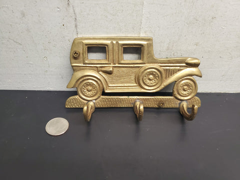 Vintage Solid Brass Antique Car Key/Jacket/Coat Holder Wall Hanger 6 1/2" Long