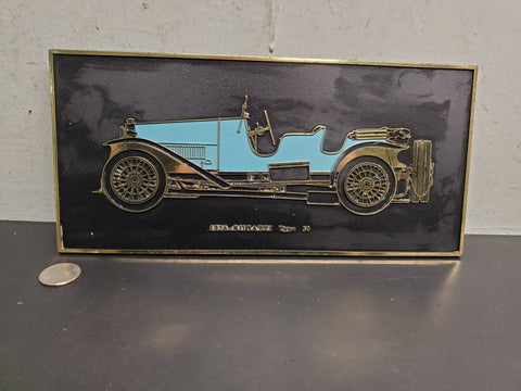 Vintage Frank Down Ltd. Leicester England 1926 Bugatti Type 30 Wall Plaque Rare!