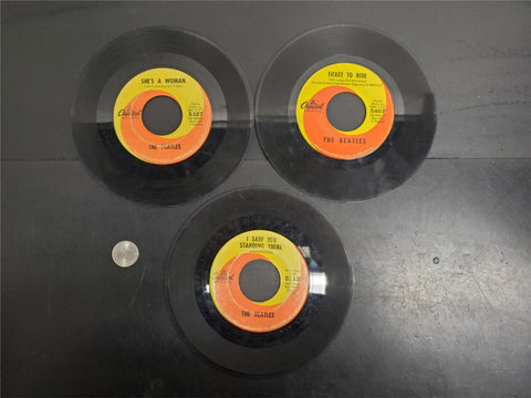 Vtg Capitol Records The Beatles Lot of 45 Rpm Vinyls Yes It Is Ticket To Ride