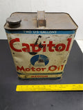 Vintage Atlantic Capitol Medium Motor Oil 2 Gallon Gas Petroleum Can-EMPTY