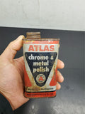 Vtg Atlas Chrome & Metal Polish Restores Brilliance 8 Oz. Can Collectibl mancave