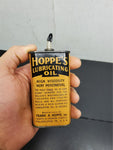 Vtg Hoppe's Lubricating Oil Lead Top 3 Ounce Tin Can Oval Mancave Garage Unique