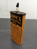 Vtg Hoppe's Lubricating Oil Lead Top 3 Ounce Tin Can Oval Mancave Garage Unique