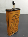 Vtg Hoppe's Lubricating Oil Lead Top 3 Ounce Tin Can Oval Mancave Garage Unique