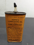 Vtg Hoppe's Lubricating Oil Lead Top 3 Ounce Tin Can Oval Mancave Garage Unique