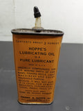 Vtg Hoppe's Lubricating Oil Lead Top 3 Ounce Tin Can Oval Mancave Garage Unique