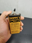 Vtg Hoppe's Lubricating Oil Lead Top 3 Ounce Tin Can Oval Mancave Garage Unique