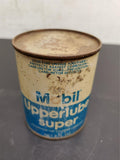 Vtg Mobil Upperlube Super 8 Oz. Automotive Top Cylinder Lube Can Mancave Garage