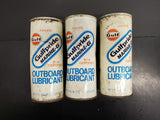 Vtg Set- 3 Gulf Gulfpride Marine-G 16 Oz Outboard Lubricant Cans Bottle Mancave