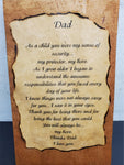 Vintage Wooden Plaque W/ Gorgeous Personalized Hero Letter To Father Collectible