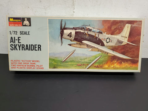 Vtg Monogram AI-E Skyraider 1/72 Action Model Kit #PA146 1967 Jet Airplane Hobby