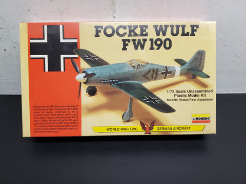 Focke Wulf FW190 Lindberg Aircraft Model Kit 1:72 Scale WW2 German Aircraft NIB