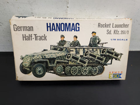 Vtg ESCI Armor Hanomag German Half-Track Rocket Launcher 1/72 Scale Model Kit