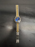 Beverly Hills Polo Club Blue Face Men's Wristwatch Gold Bezel Gold/Silver Band